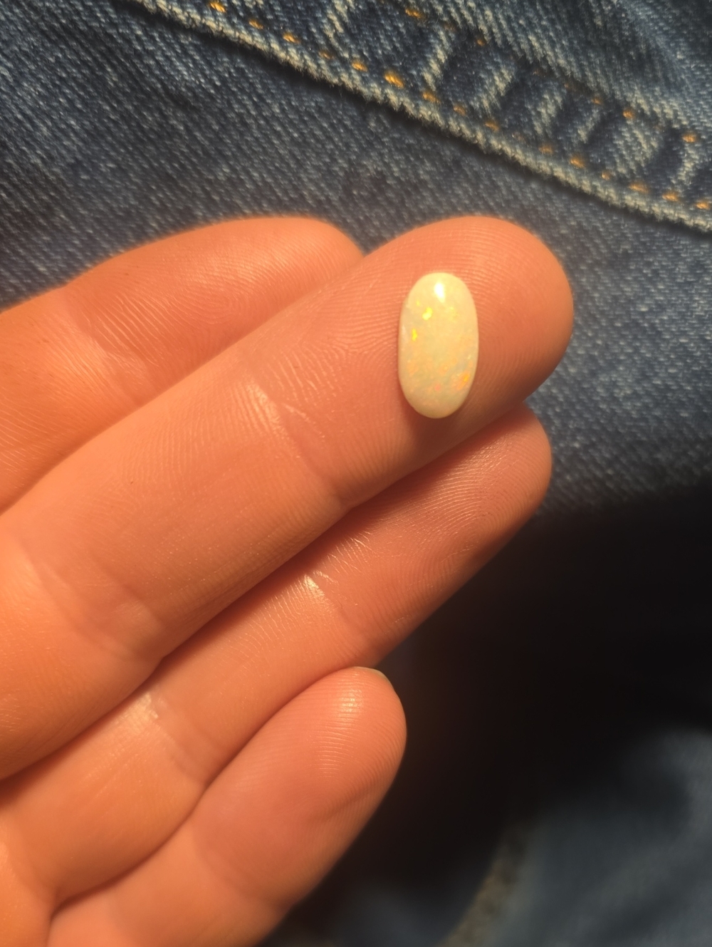 White Australian Fire Opal Oval Cabochon Gemstone - Classic Women’s Jewelry